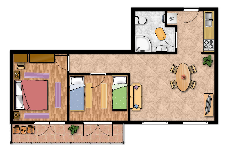 Appartamento m3 appartamenti m&i vodice alloggi privati in vodice Appartamento 70 mq planimetria